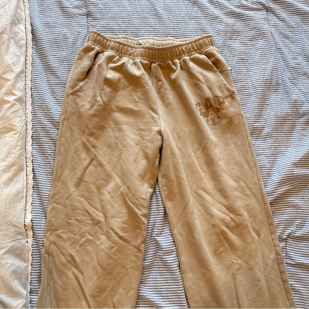 GAP x Disney Tan Sweatpants with Elastic Waist